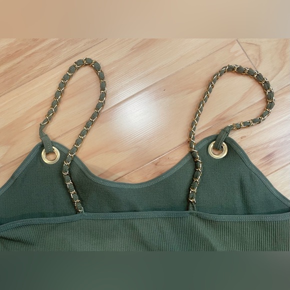 NWT Green Bodysuit with Gold Chain Straps - Picture 2 of 4